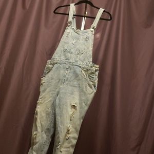 Distressed Acid Wash Forever 21 Overalls